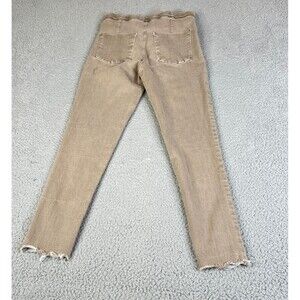Free People Capri Pants Womens 30 Taupe Tan Skinny Raw Hem Pull On Inseam 25"